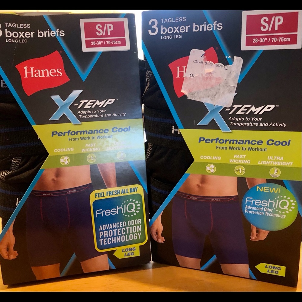 2 packs of men’s tagless,Hanes X-temp boxer